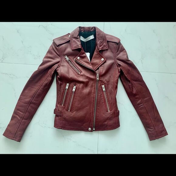 NWT IRO NEWHAN HAN LAMB JACKET RED BROWN CAMEL - Picture 3 of 7